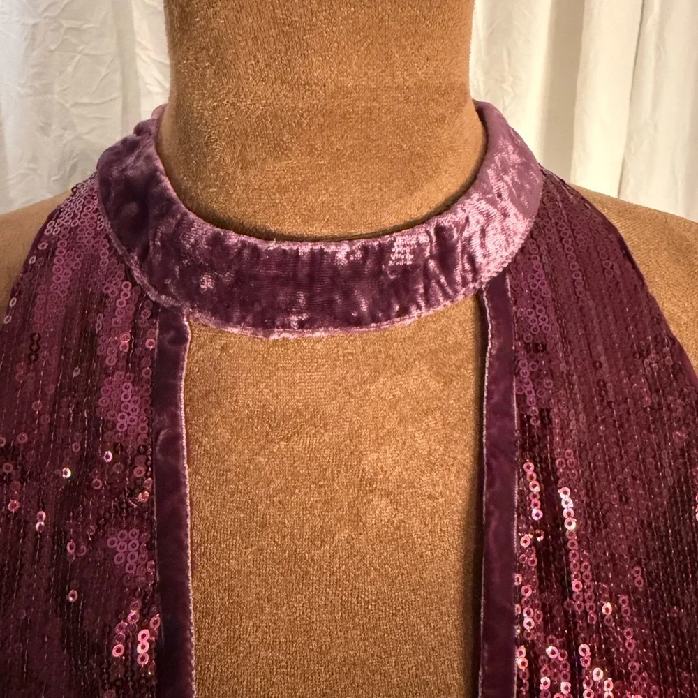 Free People Film Noir Deep Purple Sequin Backless Dress - Picture 4 of 11